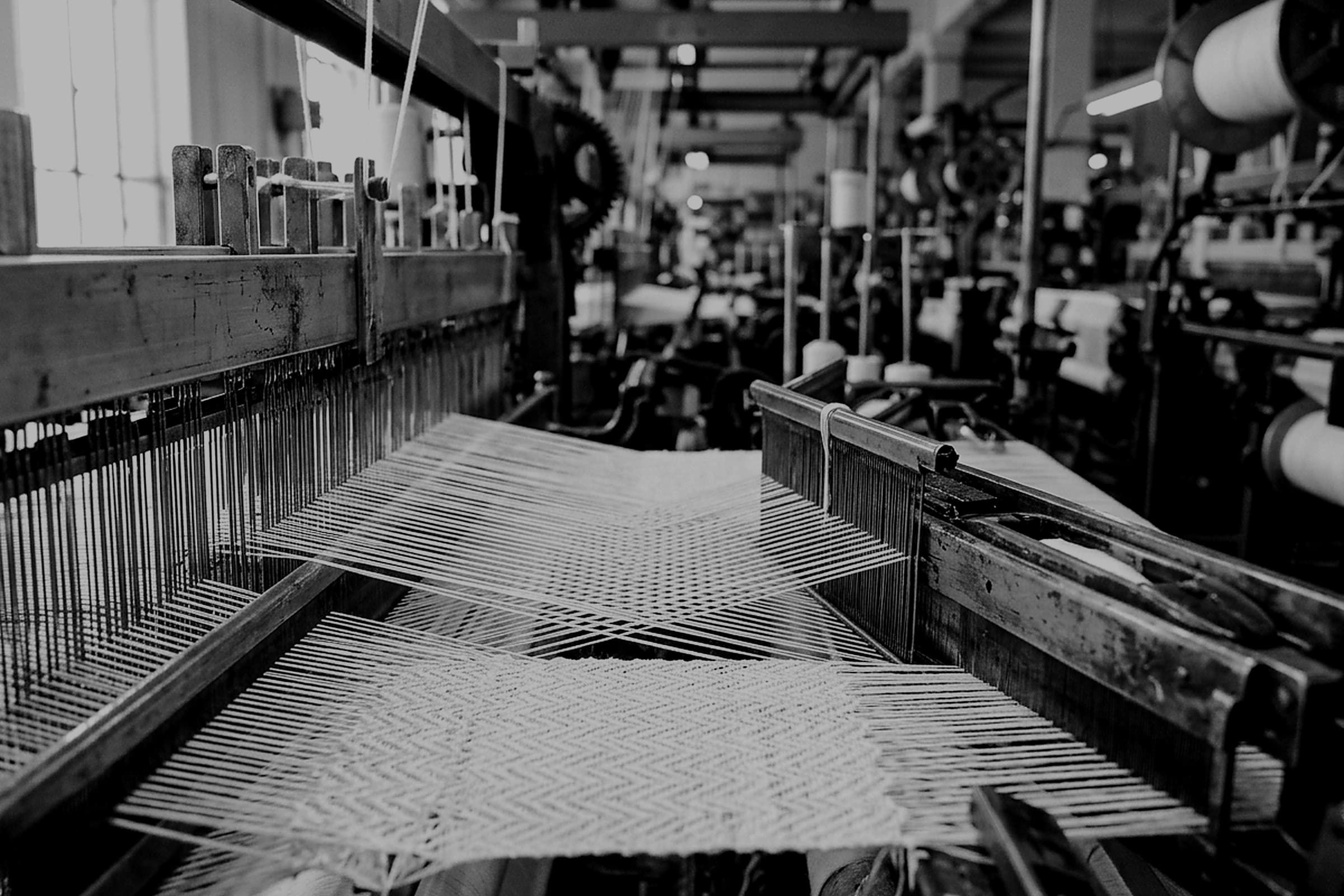 Interconnected threads on an industrial loom